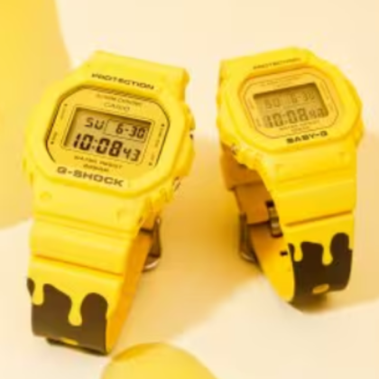 Casio G-Shock x Baby-G SLV-22B-9 Yellow And Brown Resin Band Couple Set Pair Watch